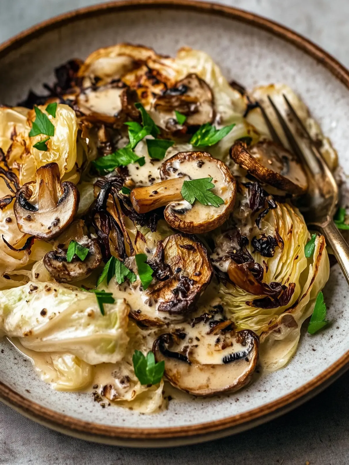 Savory Charred Cabbage with Creamy Miso Mushrooms Delight 3 Charred Cabbage with Creamy Miso Mushrooms