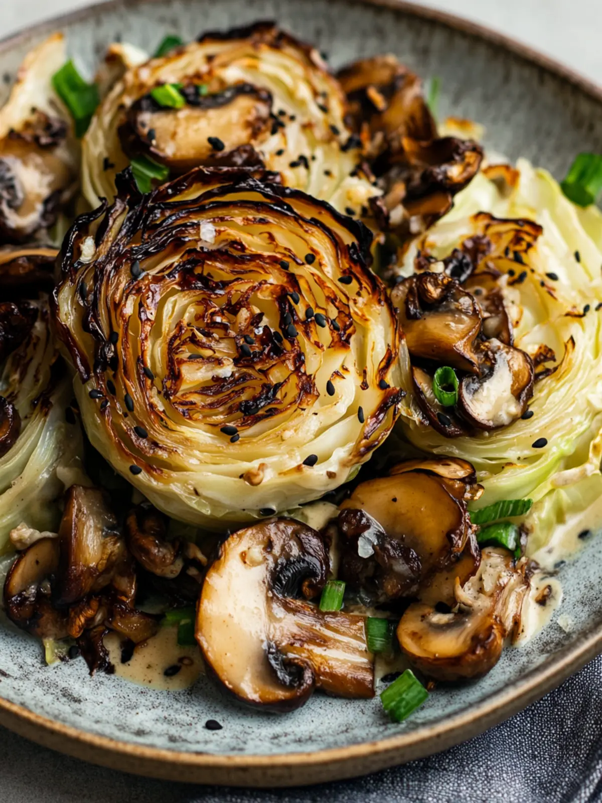 Savory Charred Cabbage with Creamy Miso Mushrooms Delight 5 Charred Cabbage with Creamy Miso Mushrooms