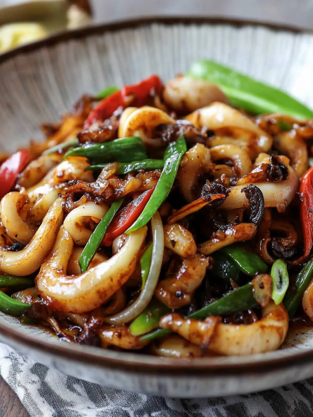 Flavor-Packed Stir-Fried Squid with Black Bean Sauce Delight 3 Stir-Fried Squid with Black Bean Sauce