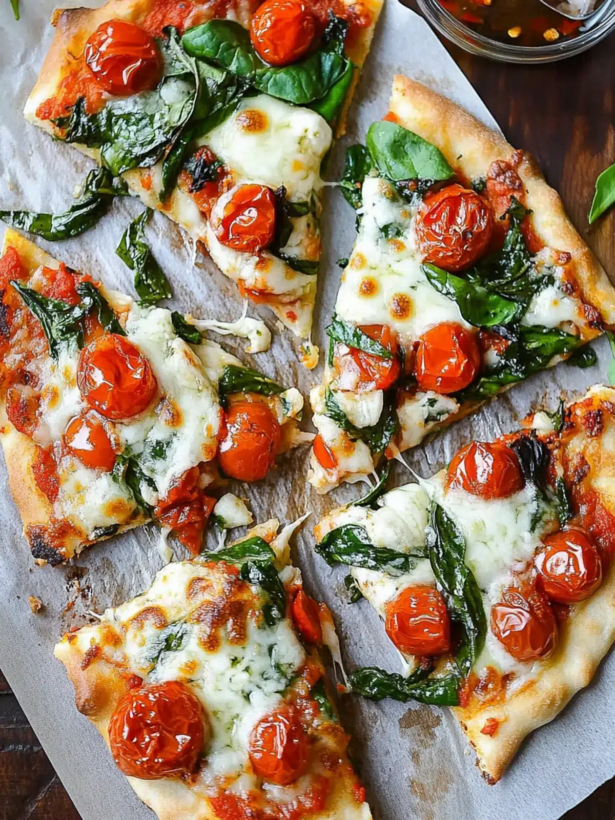 Savory Garlic Roasted Tomato and Spinach Flatbread Delight 4 Garlic Roasted Tomato and Spinach Flatbread