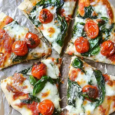 Savory Garlic Roasted Tomato and Spinach Flatbread Delight 9 Garlic Roasted Tomato and Spinach Flatbread