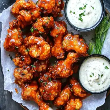 Crispy Cauliflower Buffalo Wings with Creamy Vegan Ranch Dip 10 Cauliflower Buffalo Wings