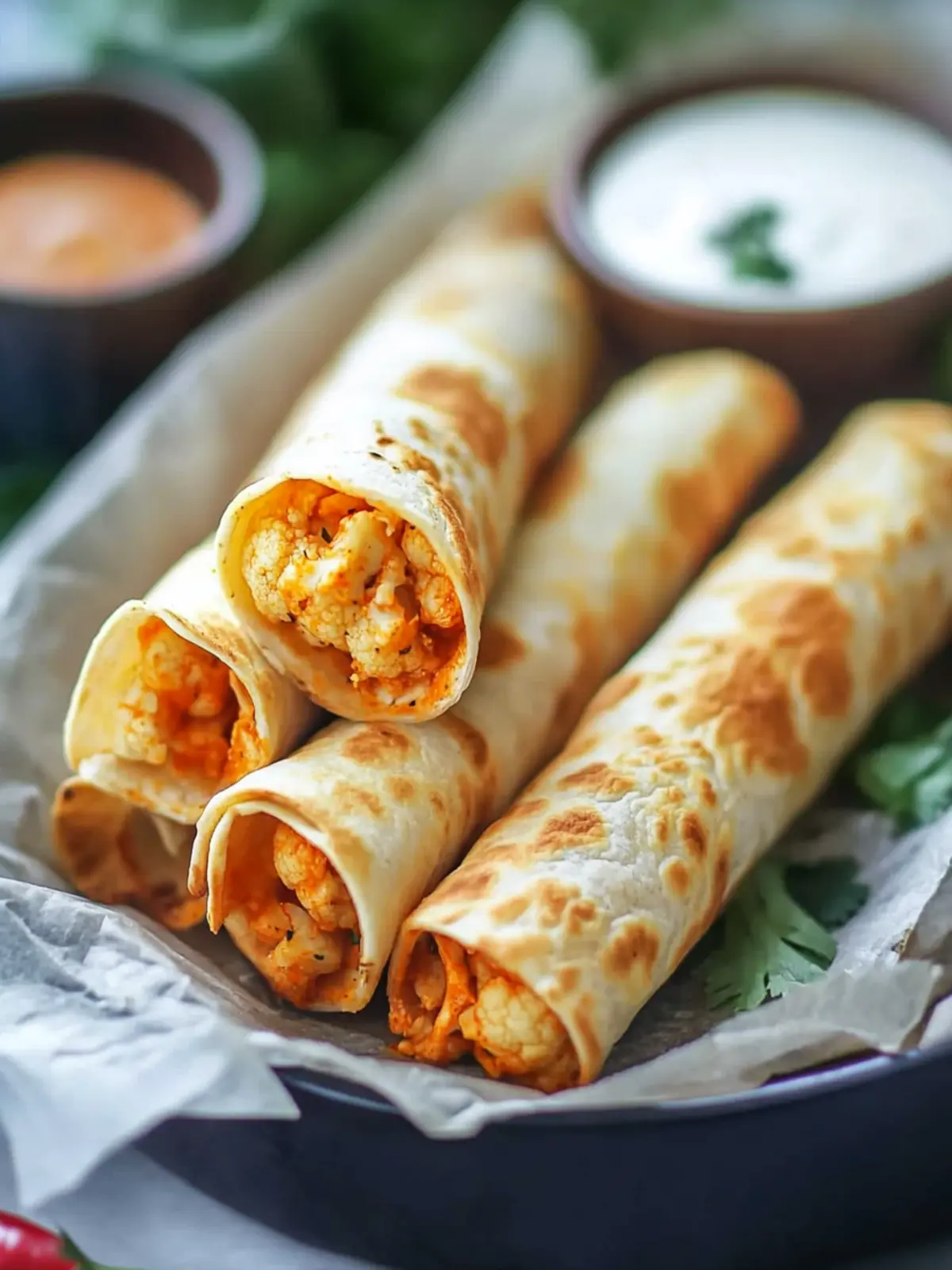 Spicy Buffalo Cauliflower Taquitos for a Flavorful Treat 4 Buffalo Cauliflower Taquitos