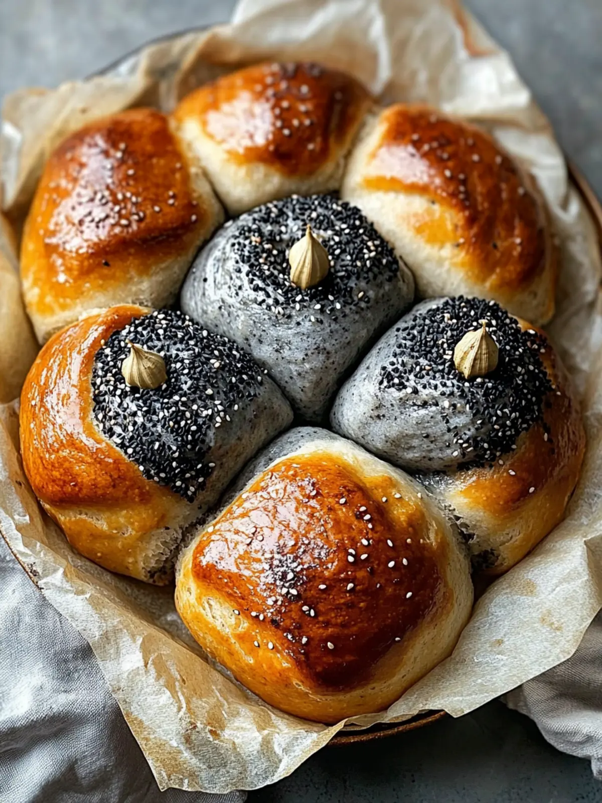 Irresistible Black Sesame and Cardamom No-Knead Milk Buns 2 Black Sesame and Cardamom No-Knead Milk Bread Buns