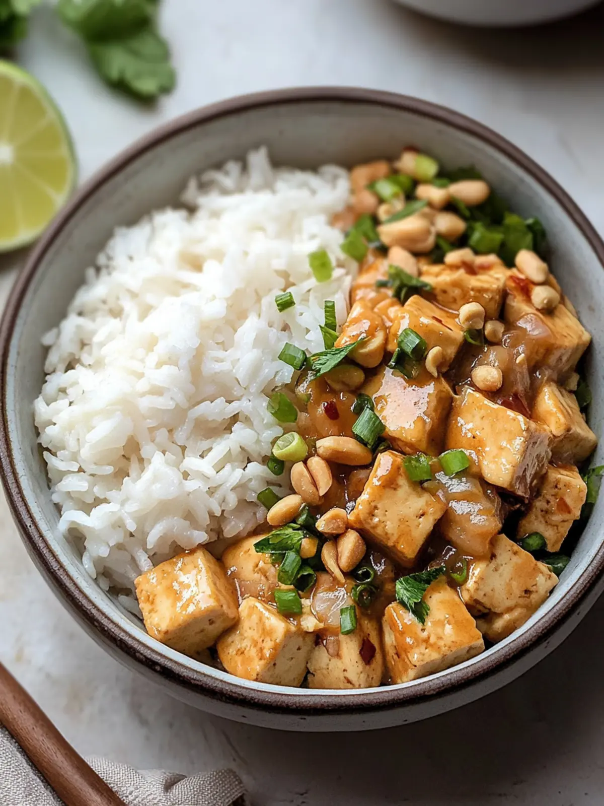 Savory Peanut Tofu with Coconut Rice for Cozy Nights 4 Peanut Tofu with Coconut Rice
