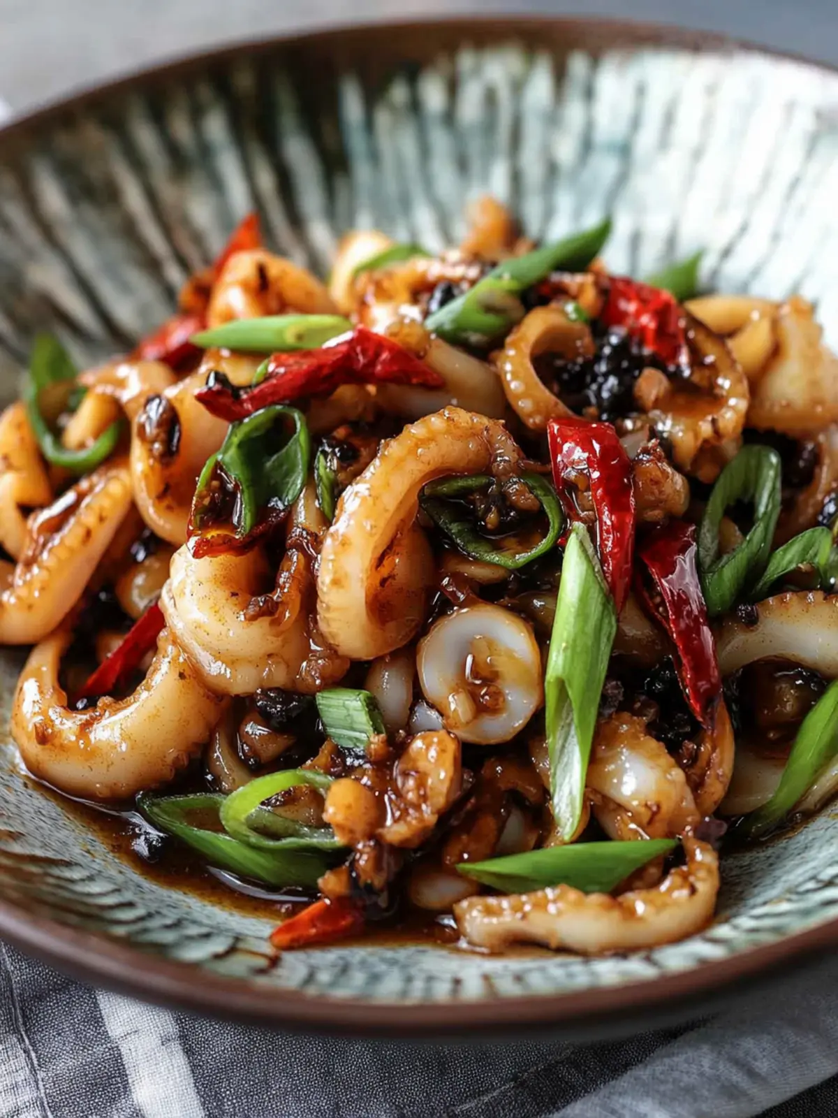 Flavor-Packed Stir-Fried Squid with Black Bean Sauce Delight 2 Stir-Fried Squid with Black Bean Sauce