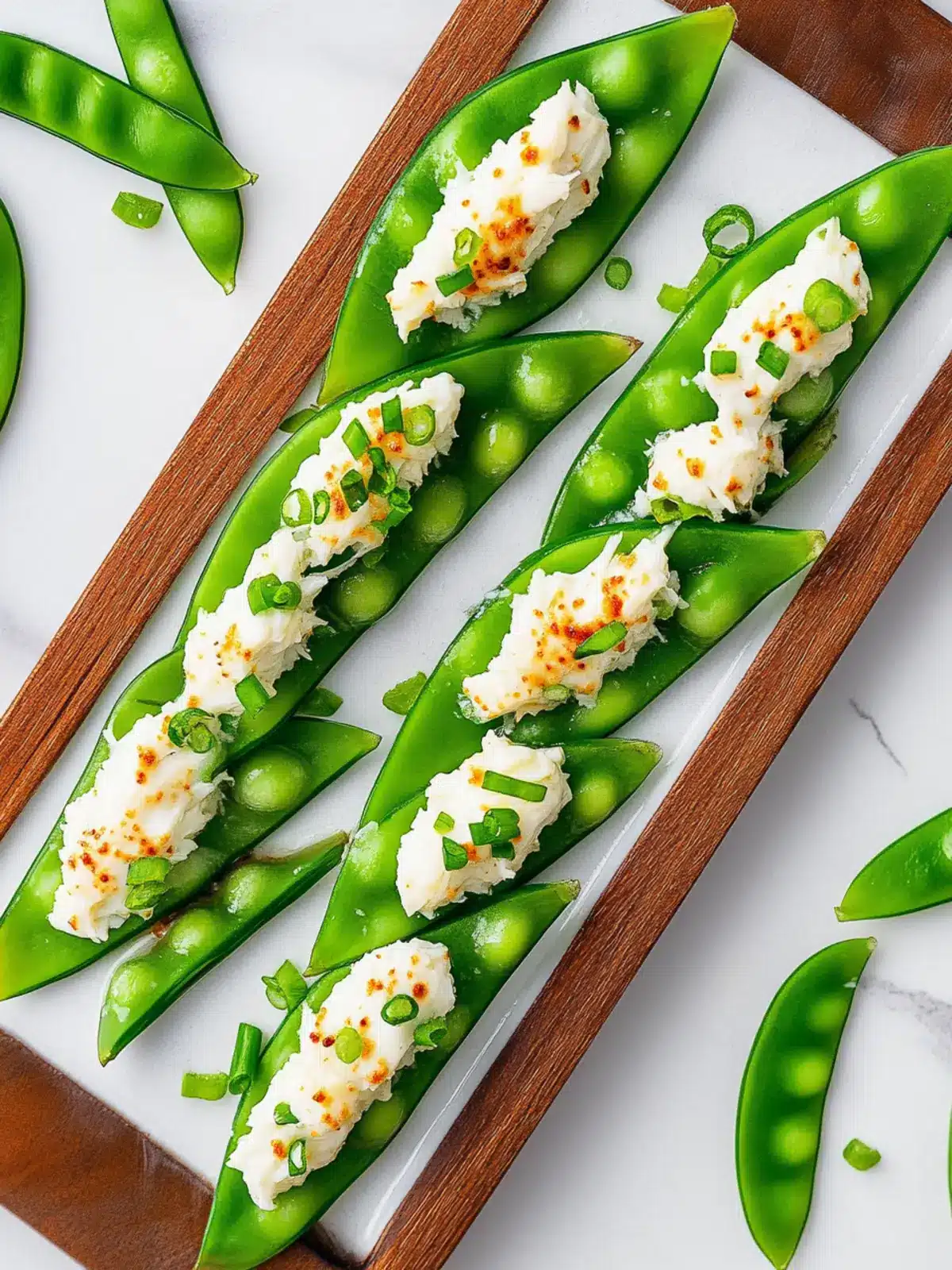 Irresistible Crab and Cream Cheese Stuffed Snow Peas Delight 4 Crab and Cream Cheese Stuffed Snow Peas