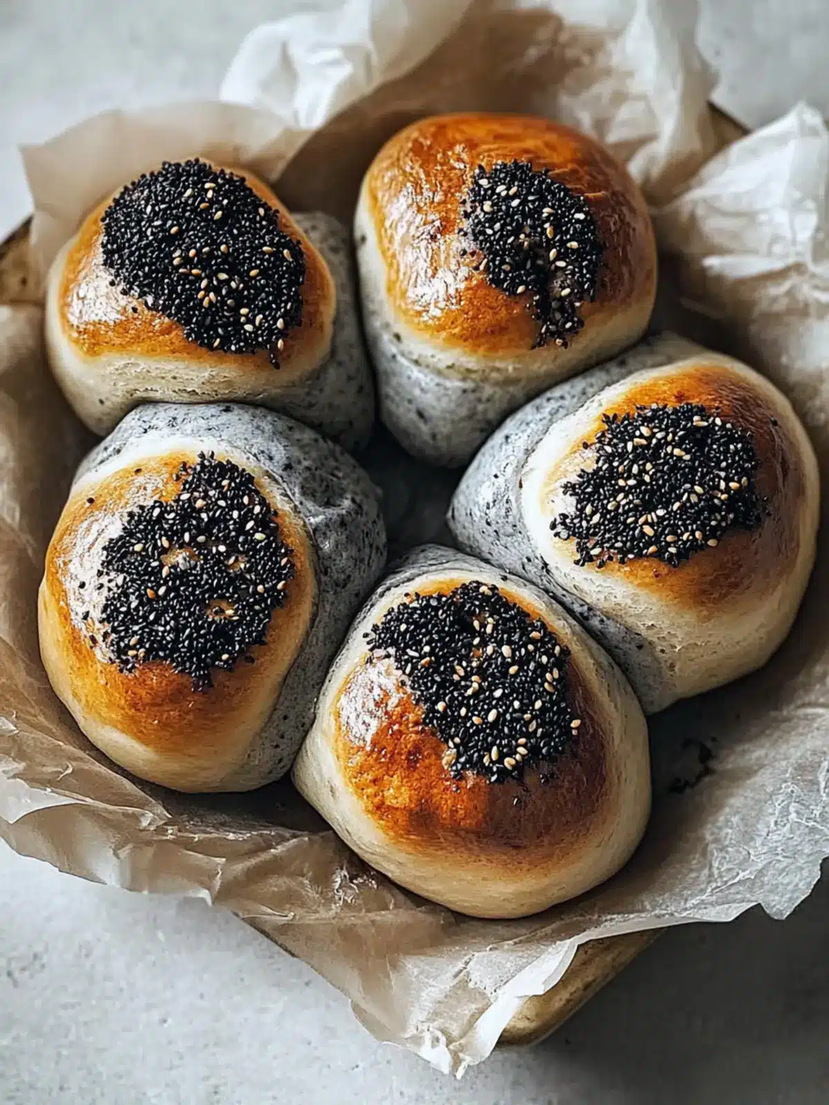 Irresistible Black Sesame and Cardamom No-Knead Milk Buns 4 Black Sesame and Cardamom No-Knead Milk Bread Buns