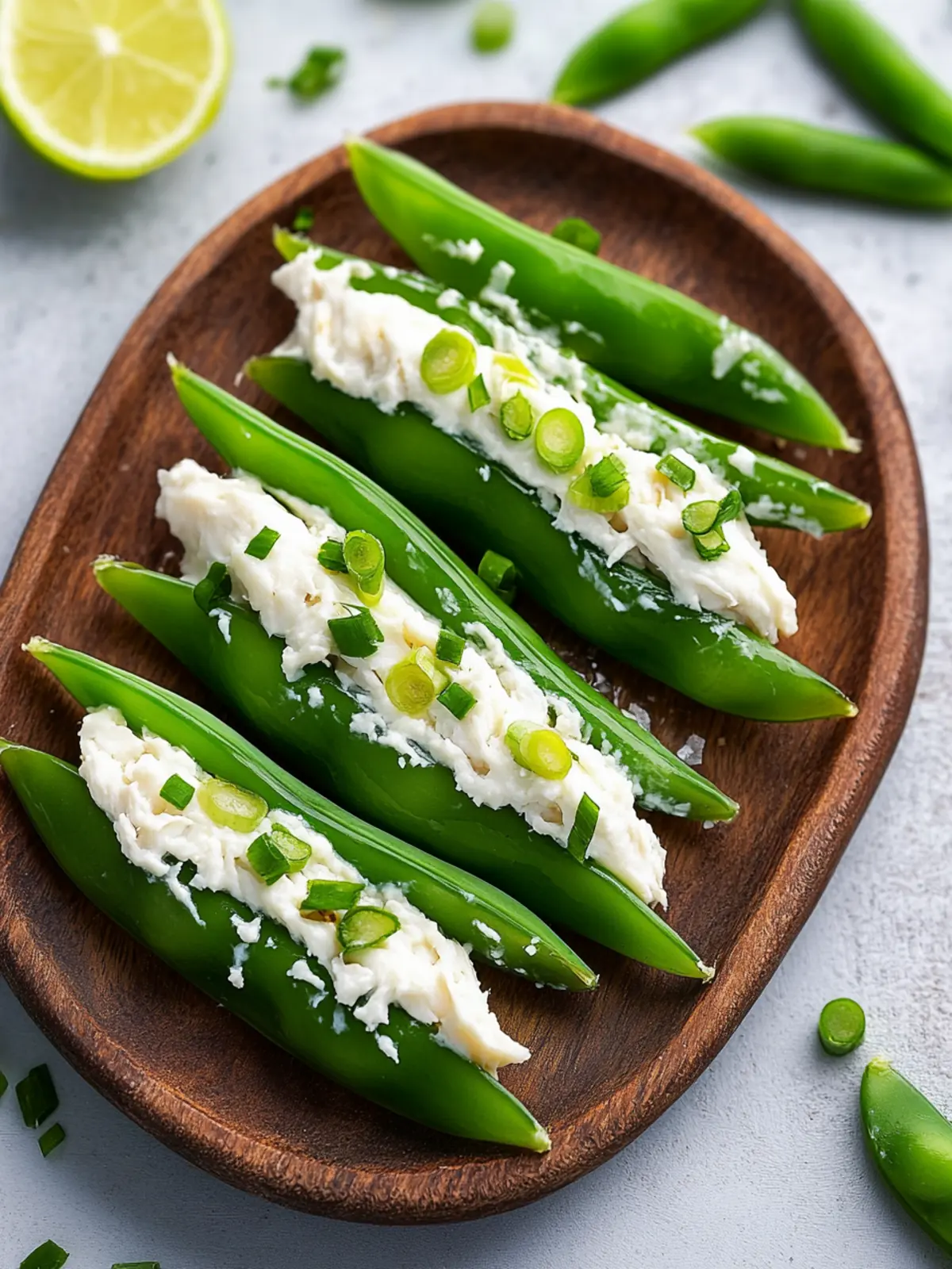 Irresistible Crab and Cream Cheese Stuffed Snow Peas Delight 3 Crab and Cream Cheese Stuffed Snow Peas