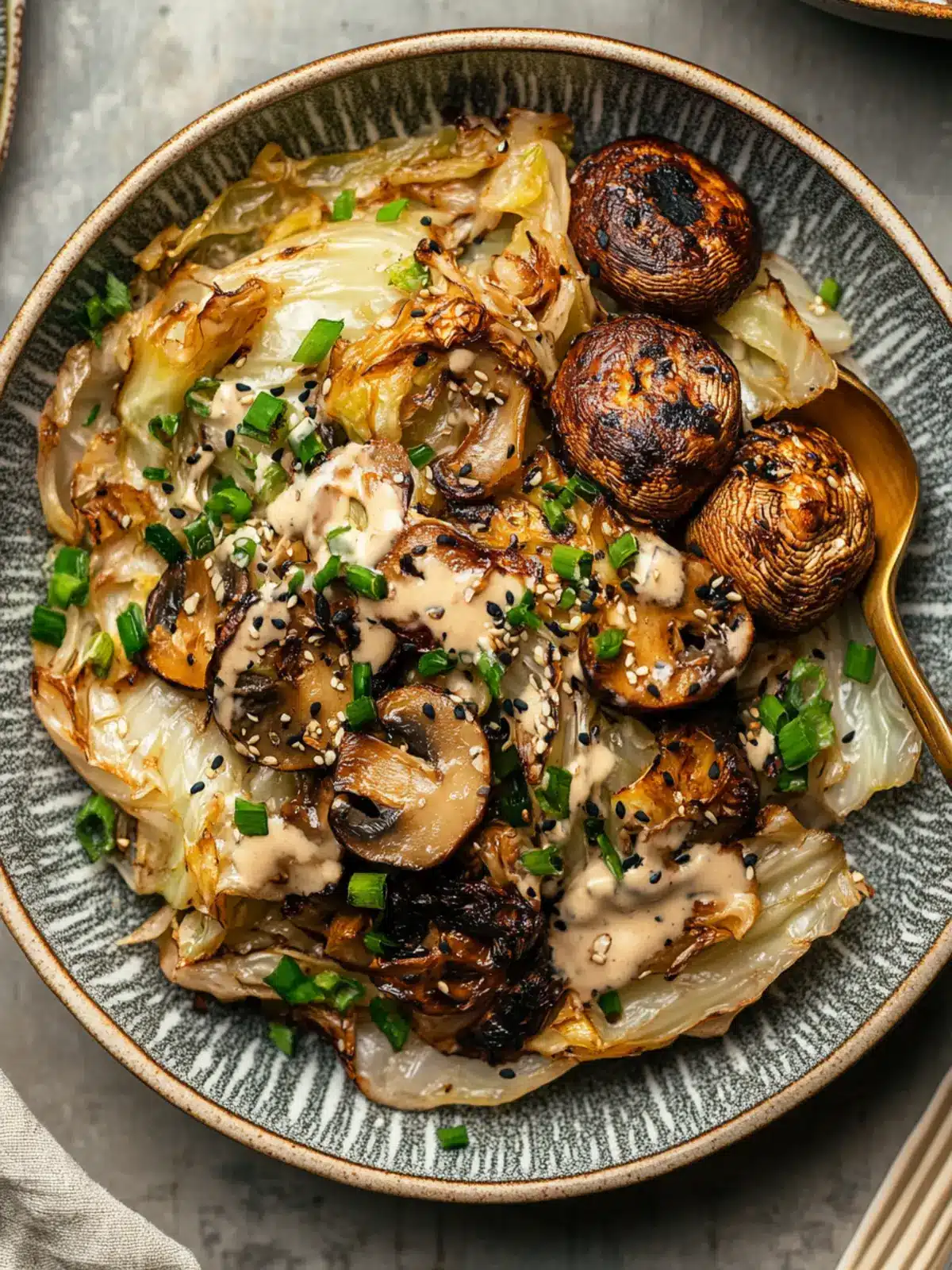 Savory Charred Cabbage with Creamy Miso Mushrooms Delight 4 Charred Cabbage with Creamy Miso Mushrooms