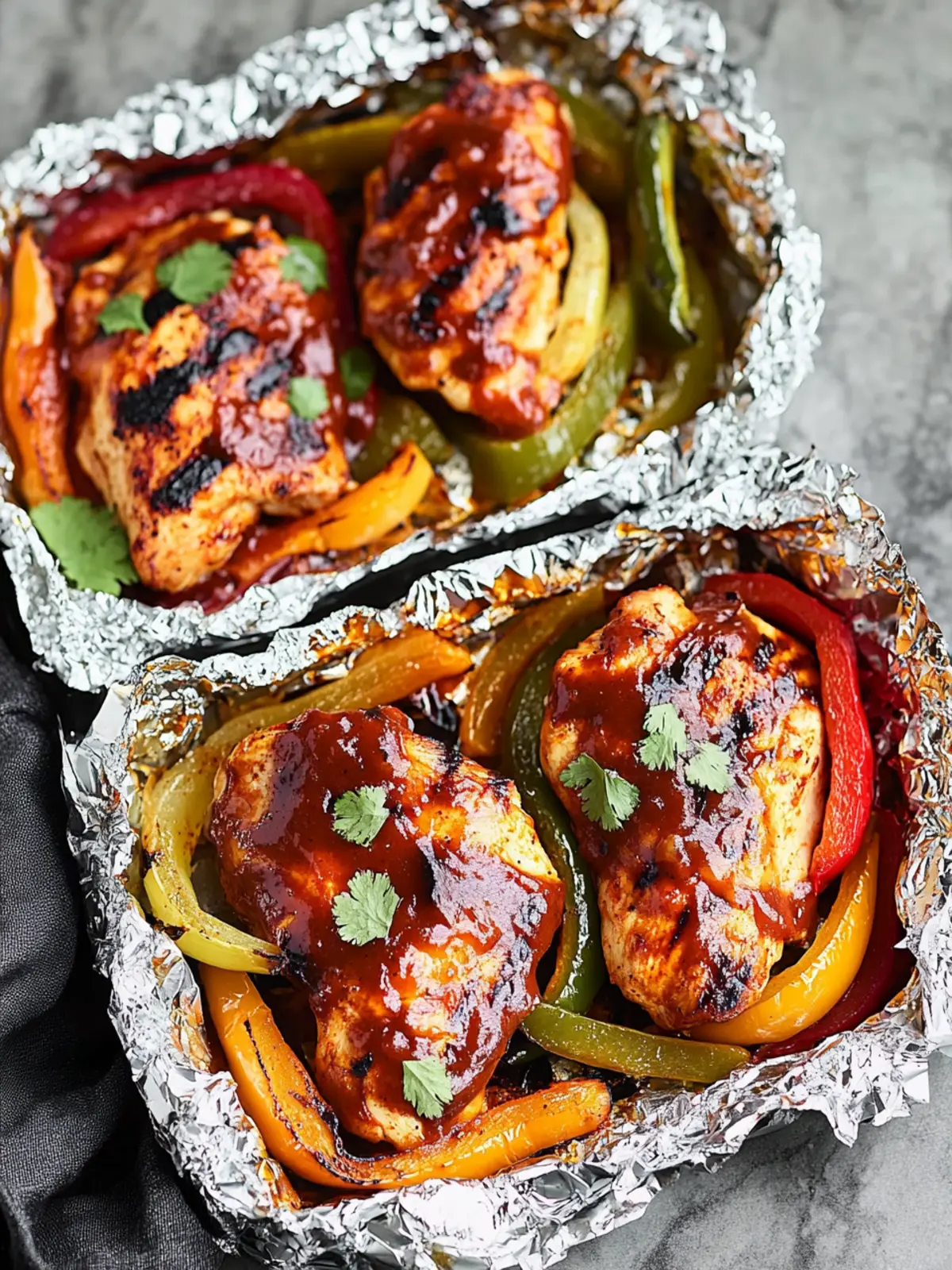 Grilled BBQ Chicken Foil Packets with Peppers and Onions Bliss 4 Grilled BBQ Chicken Foil Packets with Peppers and Onions
