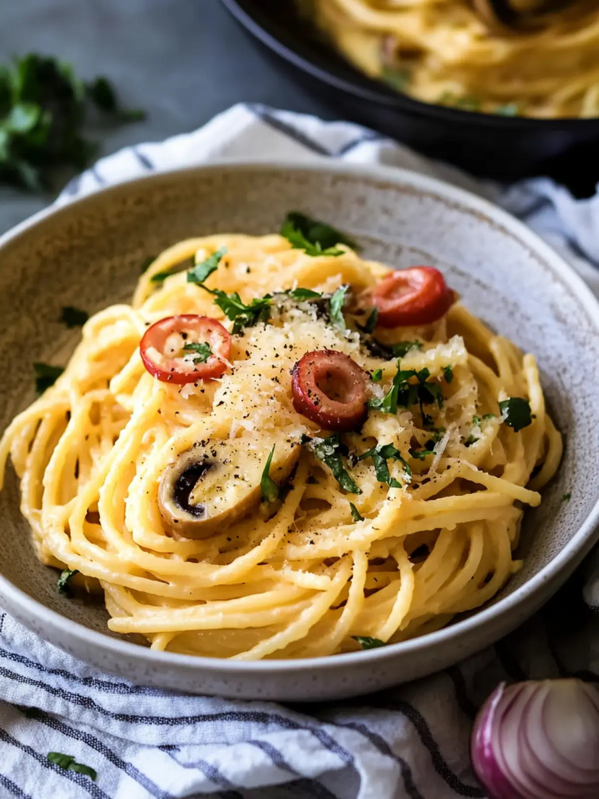 Pasta Huancaina with Mushroom Saltado: A Flavor Explosion! 4 Pasta Huancaina