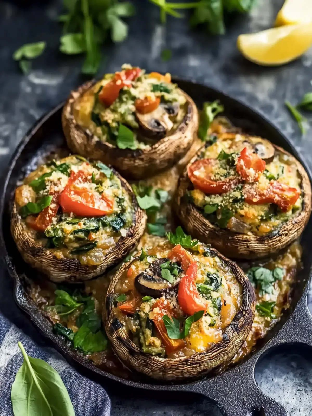 Delicious Tuscan Style Stuffed Mushrooms in Creamy Sauce 3 Tuscan Style Stuffed Mushrooms