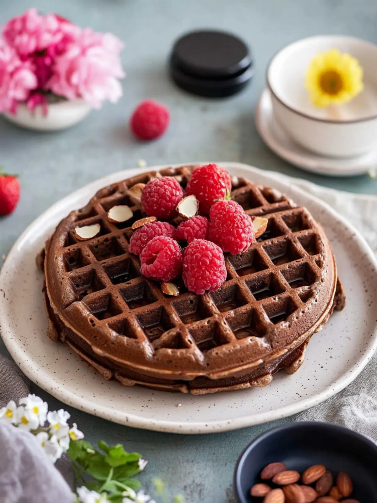 Delicious Chocolate Almond Oat Waffles for Guilt-Free Indulgence 3 Chocolate Almond Oat Waffles