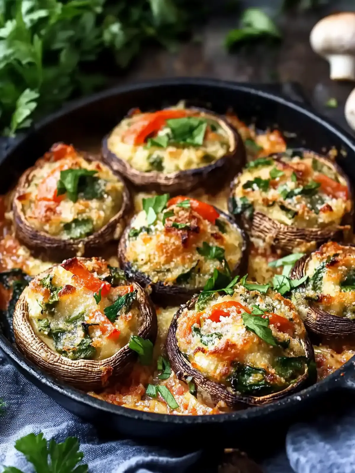 Delicious Tuscan Style Stuffed Mushrooms in Creamy Sauce 4 Tuscan Style Stuffed Mushrooms