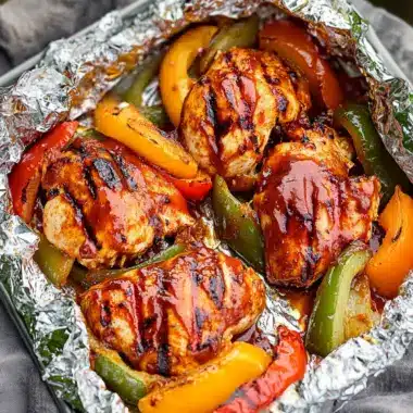 Grilled BBQ Chicken Foil Packets with Peppers and Onions Bliss 10 Grilled BBQ Chicken Foil Packets with Peppers and Onions