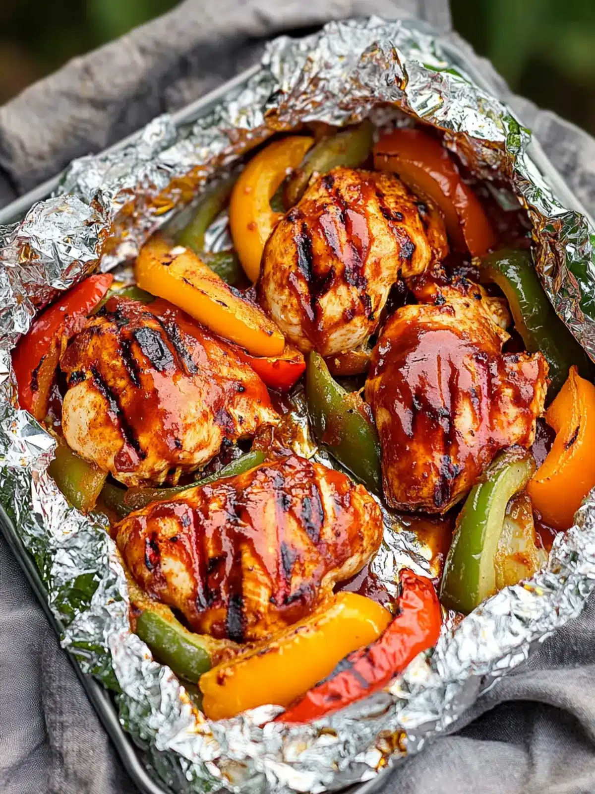 Grilled BBQ Chicken Foil Packets with Peppers and Onions Bliss 5 Grilled BBQ Chicken Foil Packets with Peppers and Onions