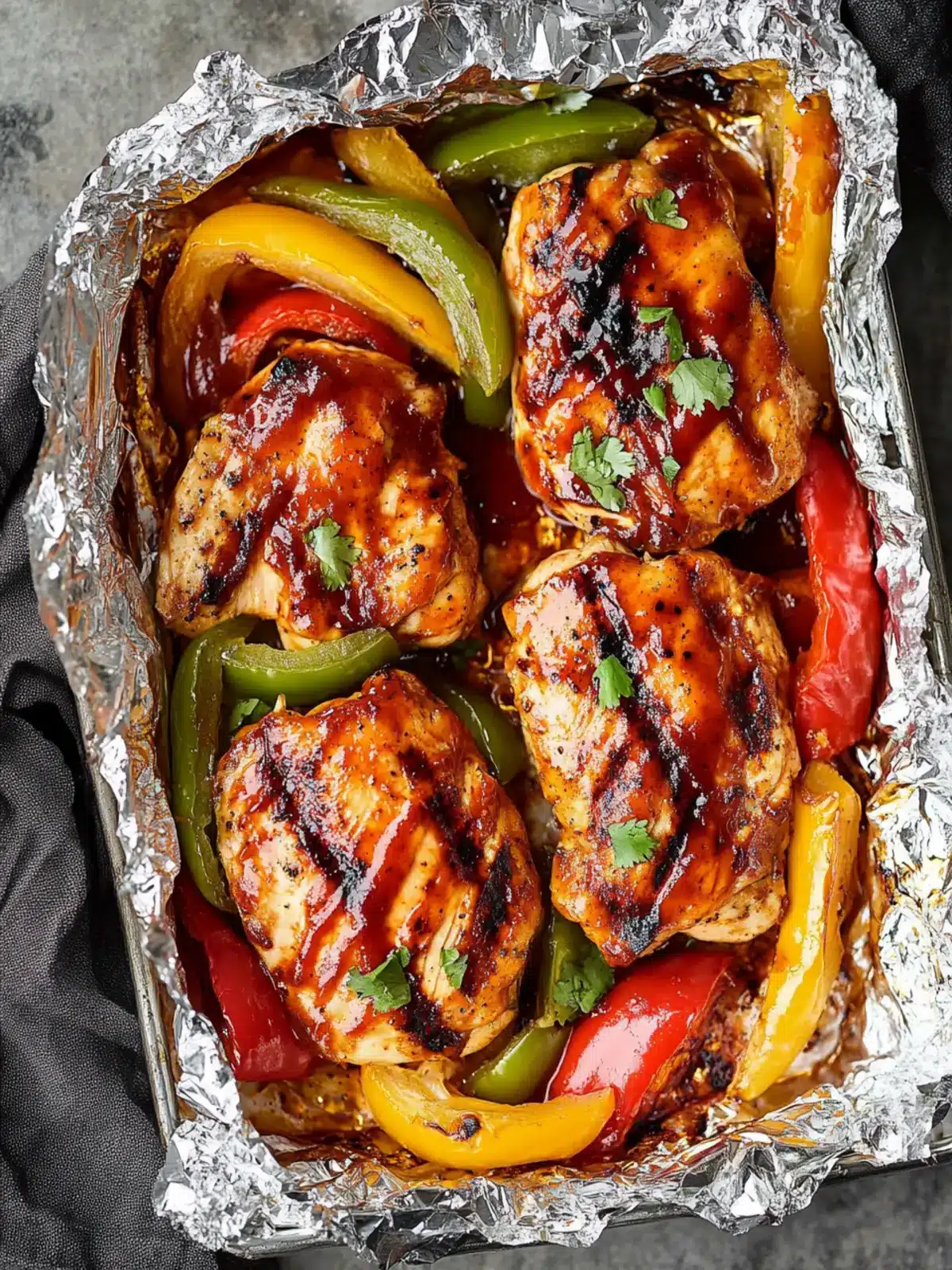 Grilled BBQ Chicken Foil Packets with Peppers and Onions Bliss 2 Grilled BBQ Chicken Foil Packets with Peppers and Onions