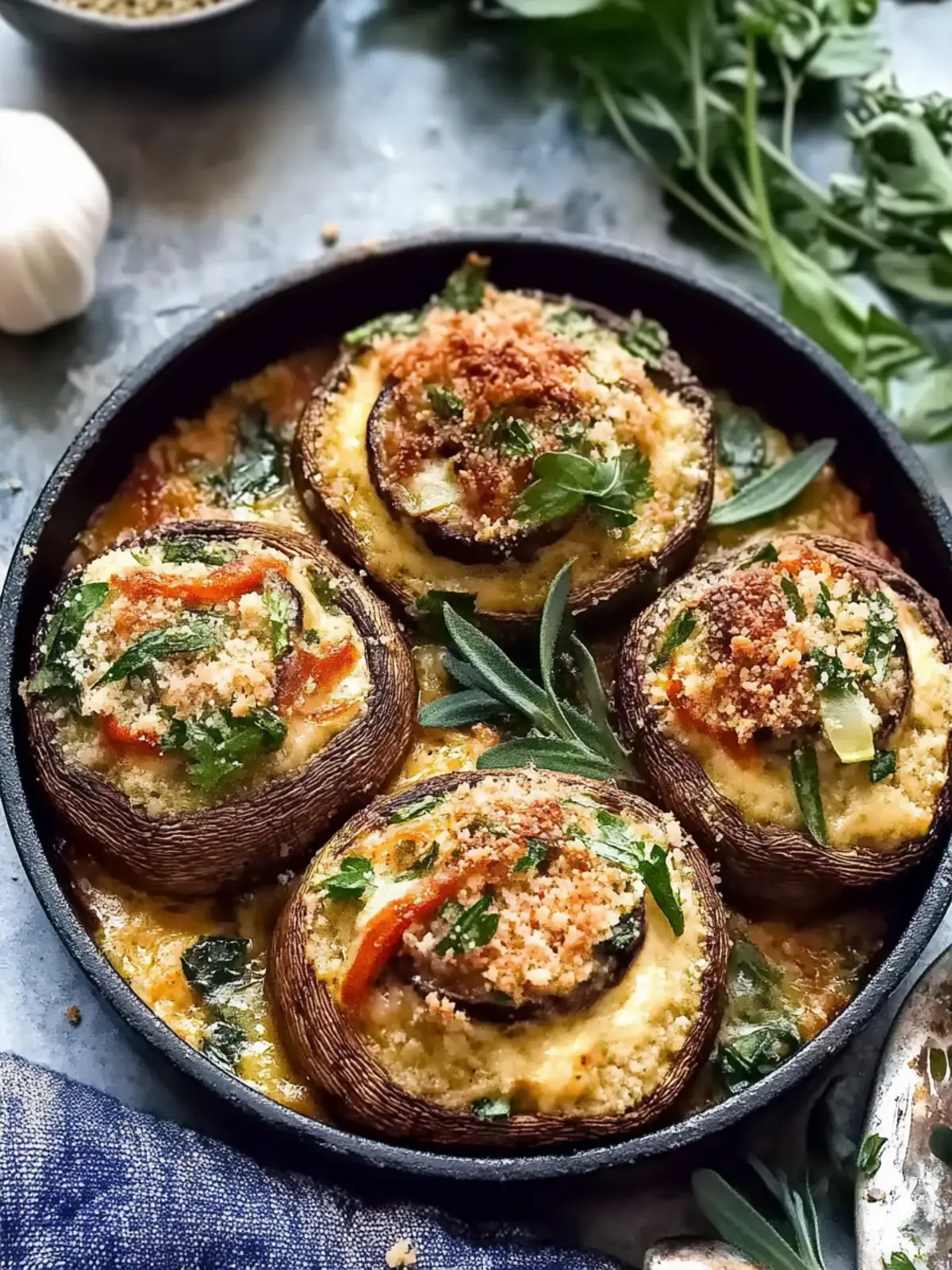 Delicious Tuscan Style Stuffed Mushrooms in Creamy Sauce 2 Tuscan Style Stuffed Mushrooms