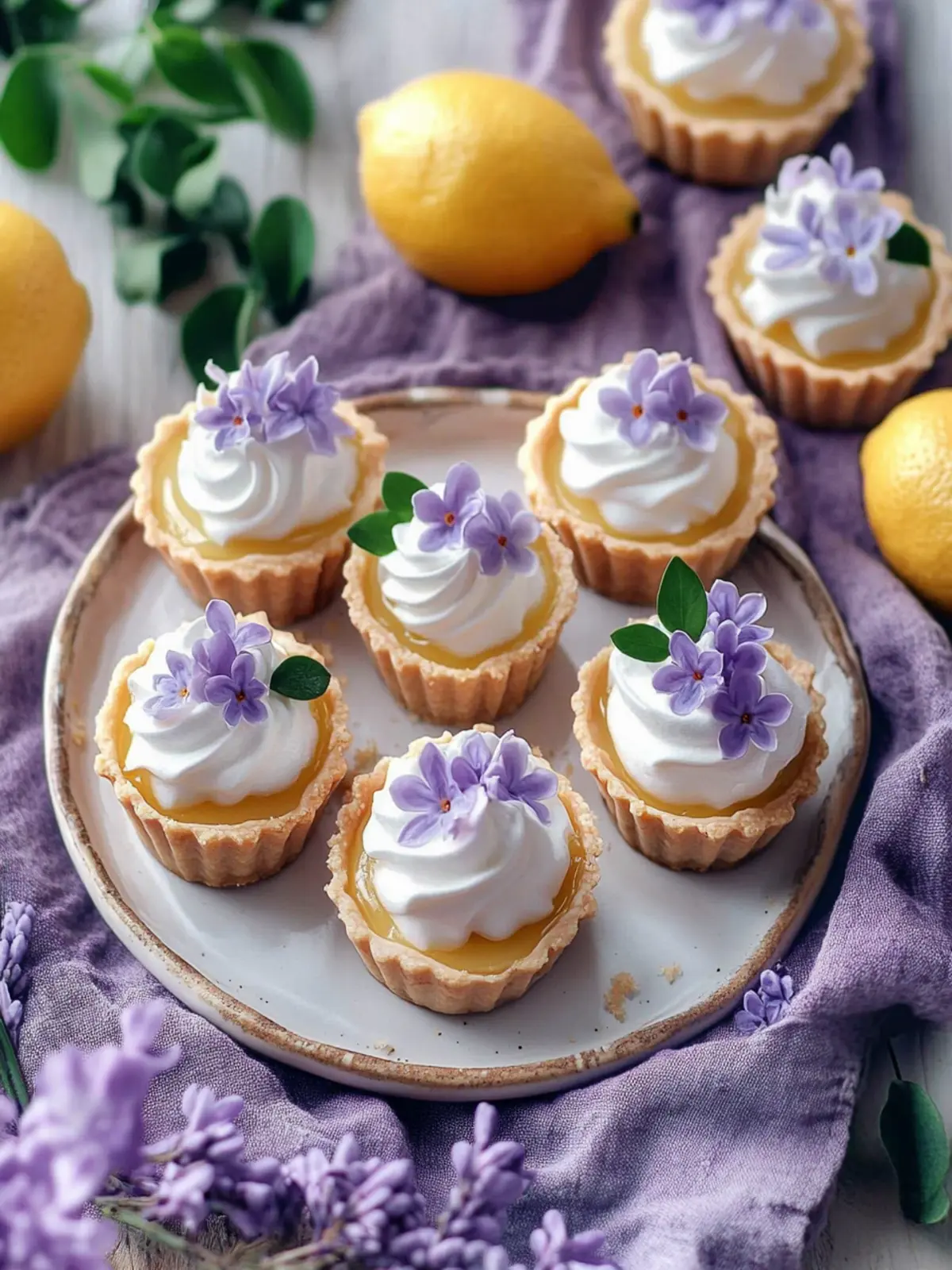 Whip Up Mini Lemon Tarts with Lilac Meringue Magic 3 Mini Lemon Tart with Lilac Meringue