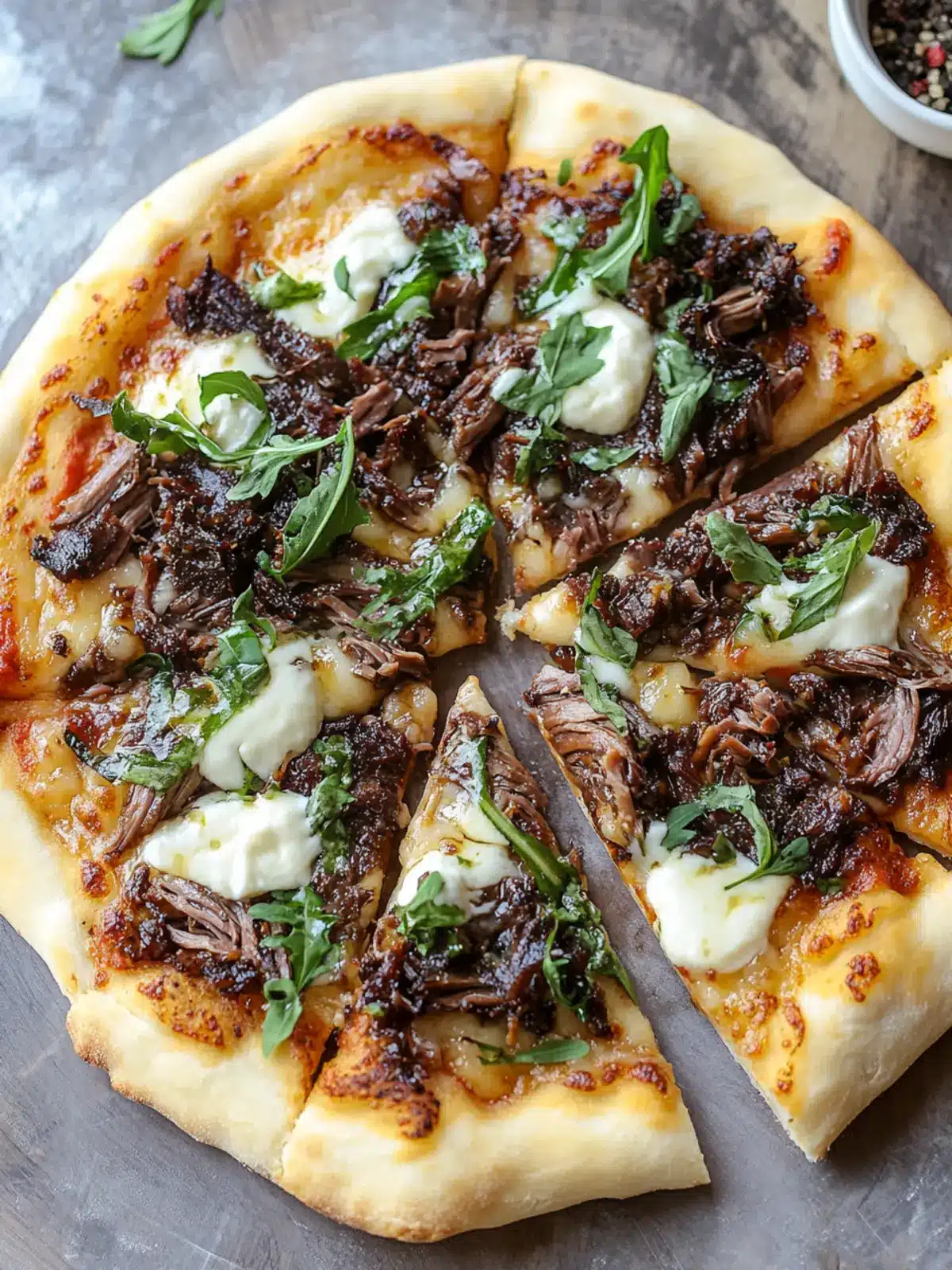 Savory Short Rib Pizza with Creamy Smoked Gouda Delight 5 Short Rib Pizza