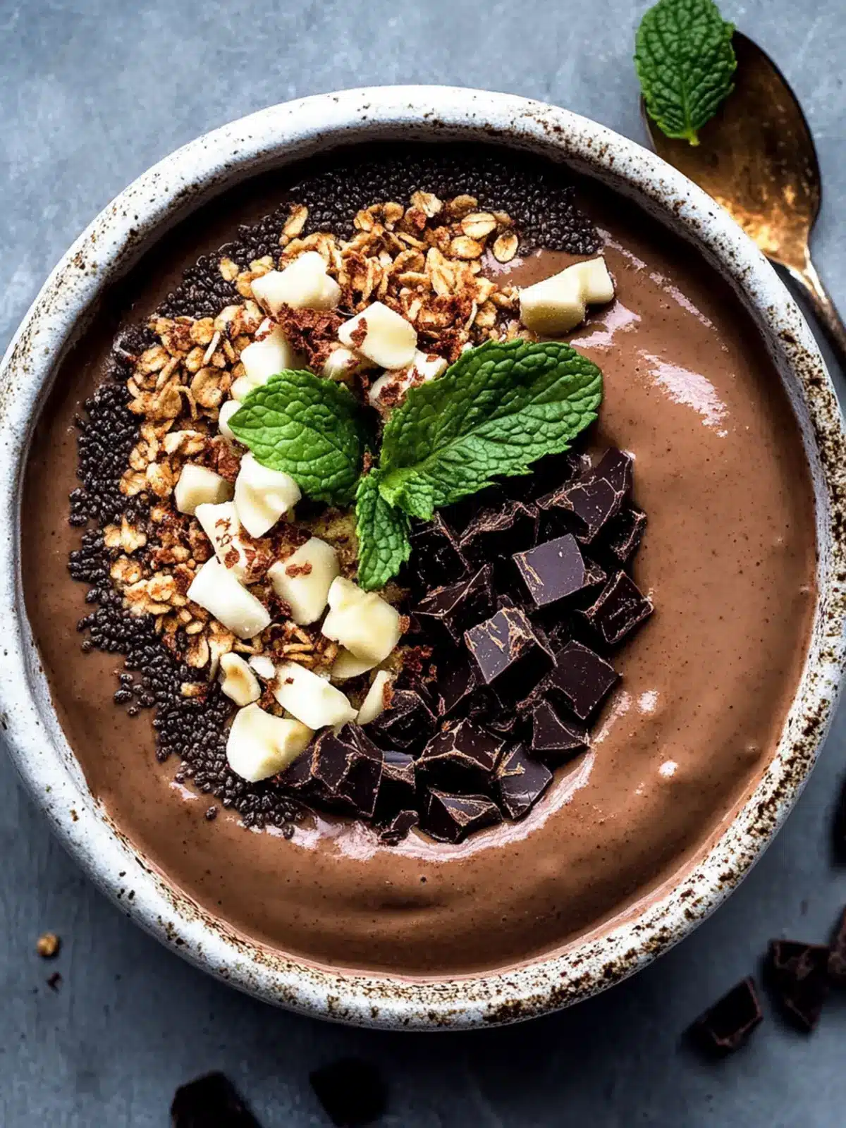Creamy Mint Chocolate Smoothie Bowl to Energize Your Day 3 Mint Chocolate Smoothie Bowl