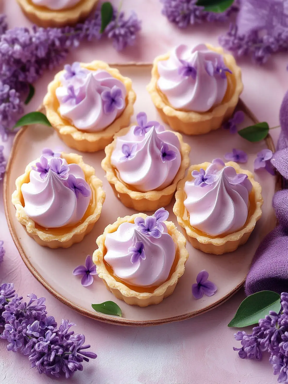 Whip Up Mini Lemon Tarts with Lilac Meringue Magic 4 Mini Lemon Tart with Lilac Meringue