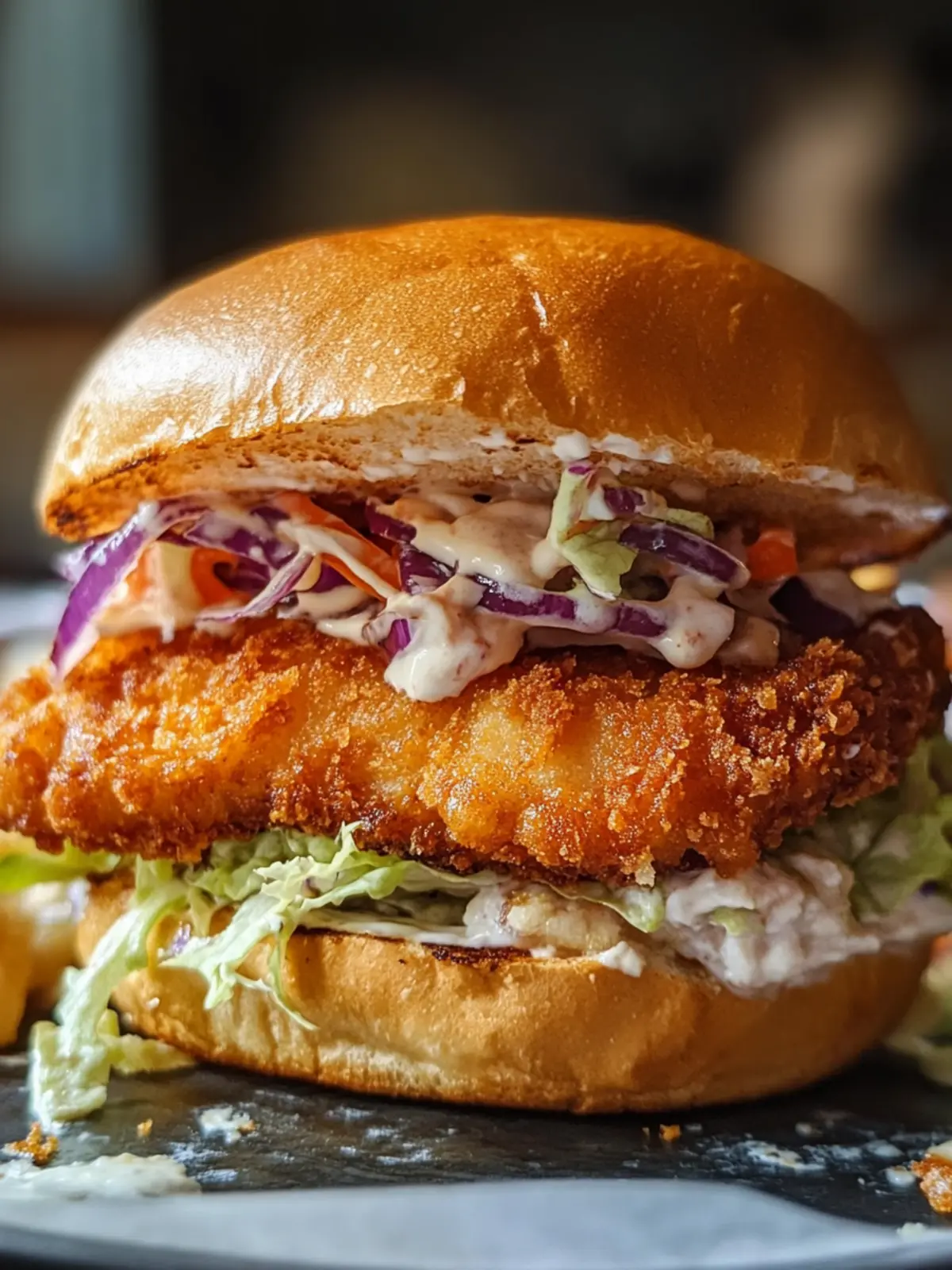 Crispy Fried Cod Sandwich on Toasted Brioche You'll Crave 5 Crispy Fried Cod Sandwich on Toasted Brioche