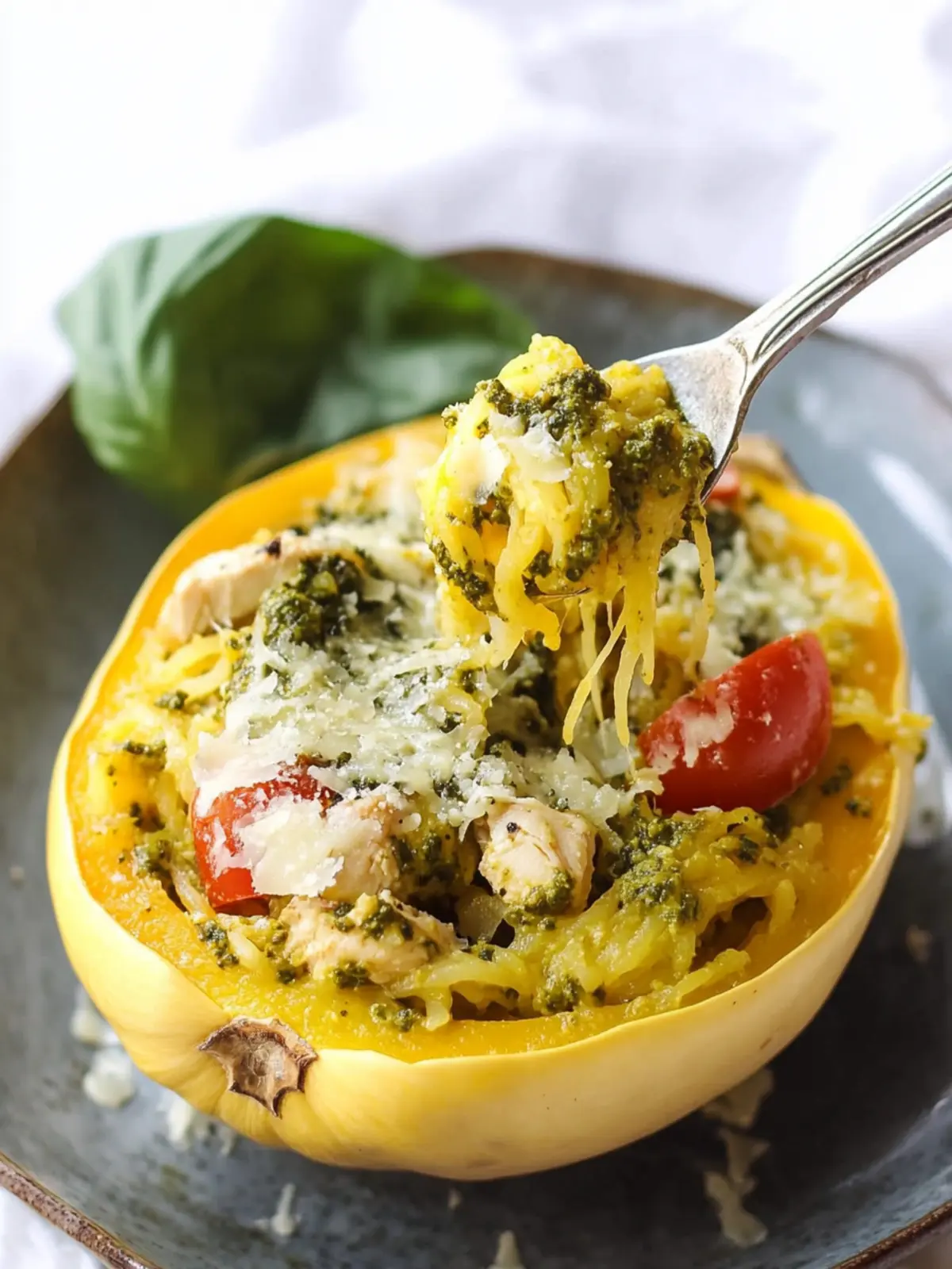 Pesto Chicken Spaghetti Squash: A Flavorful Light Dinner 3 Pesto Chicken Spaghetti Squash