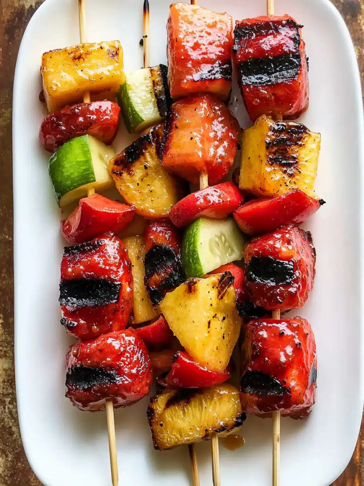 Delicious Grilled Fruit Kabobs with Sweet & Spicy Glaze 3 Grilled Fruit Kabobs with Sweet & Spicy Glaze