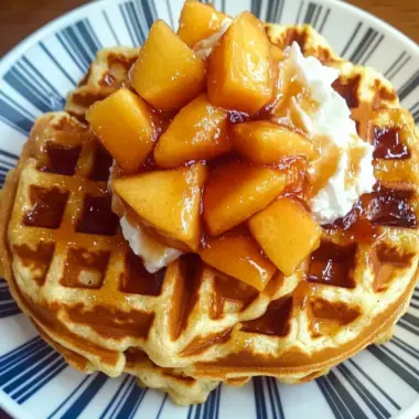 Irresistible Brown Sugar Peach Cobbler Waffles for Breakfast Bliss 9 Brown Sugar Peach Cobbler Waffles