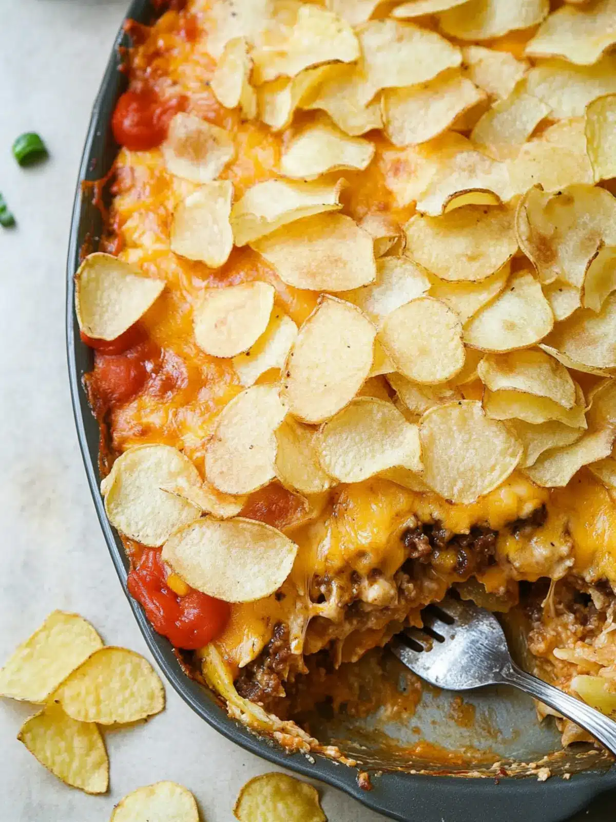 Cheeseburger Casserole with Potato Chips: Easy Family Favorite 4 Cheeseburger Casserole with Potato Chips