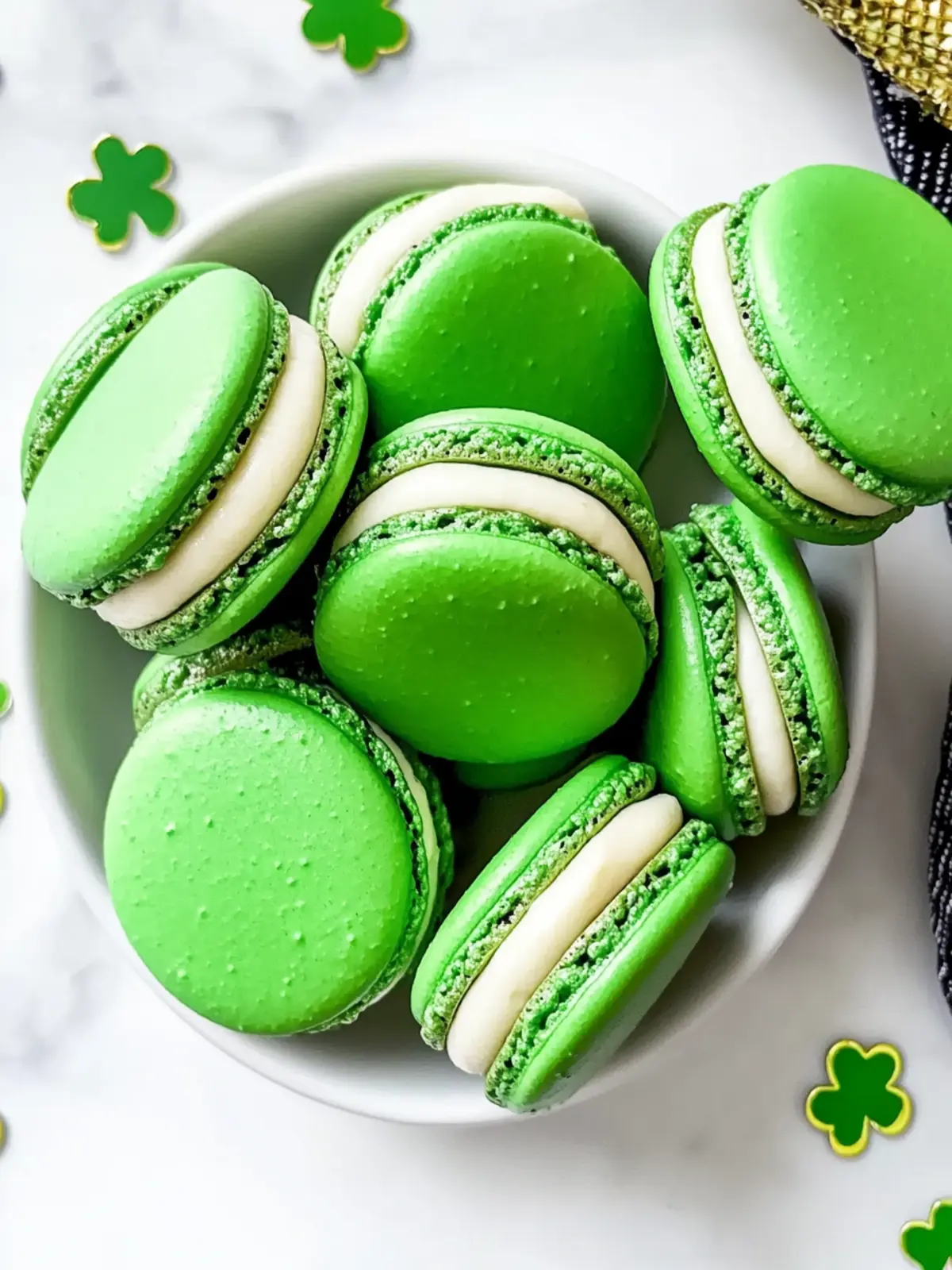 Festive Green Vanilla Bean St Patrick’s Day Macarons Recipe 3 Green Vanilla Bean St Patrick’s Day Macarons