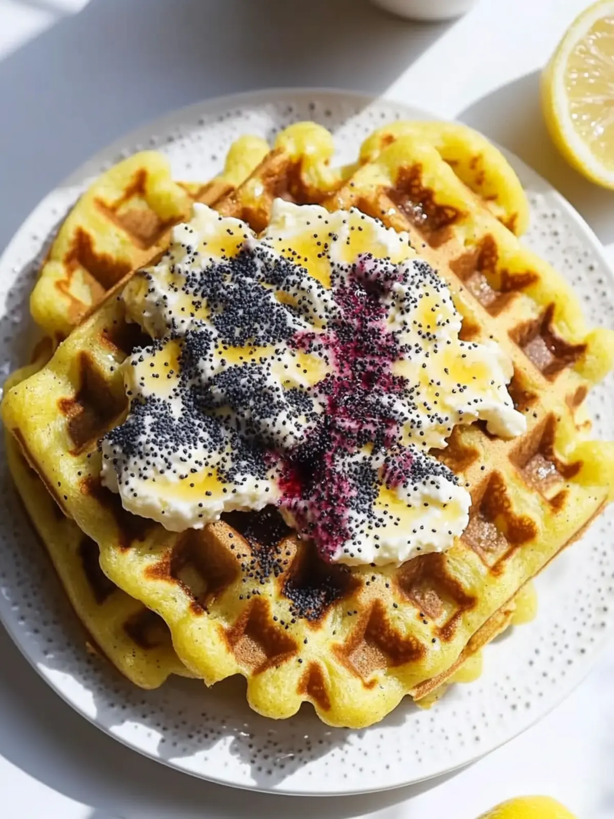 Lemon Poppy Seed Waffles with Blueberry Bliss Syrup Recipe 2 Lemon Poppy Seed Waffles
