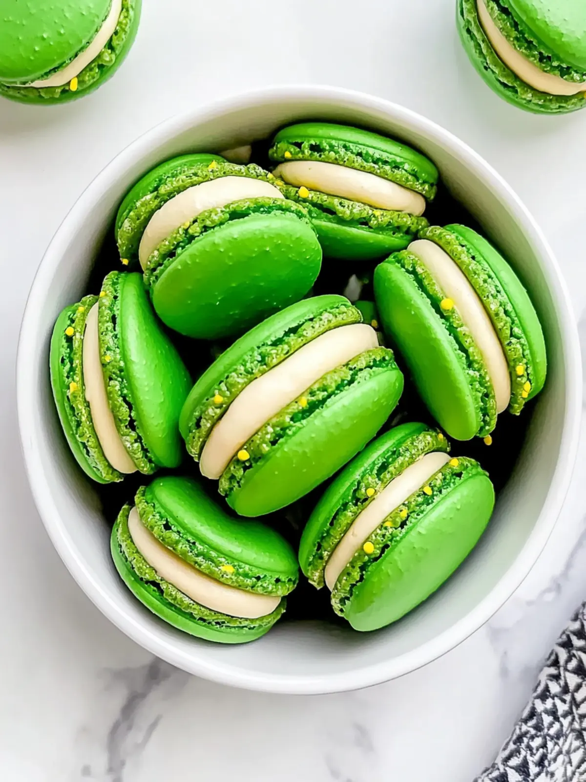 Festive Green Vanilla Bean St Patrick’s Day Macarons Recipe 4 Green Vanilla Bean St Patrick’s Day Macarons