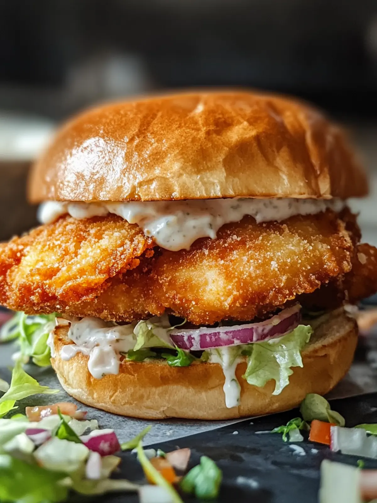 Crispy Fried Cod Sandwich on Toasted Brioche You'll Crave 3 Crispy Fried Cod Sandwich on Toasted Brioche