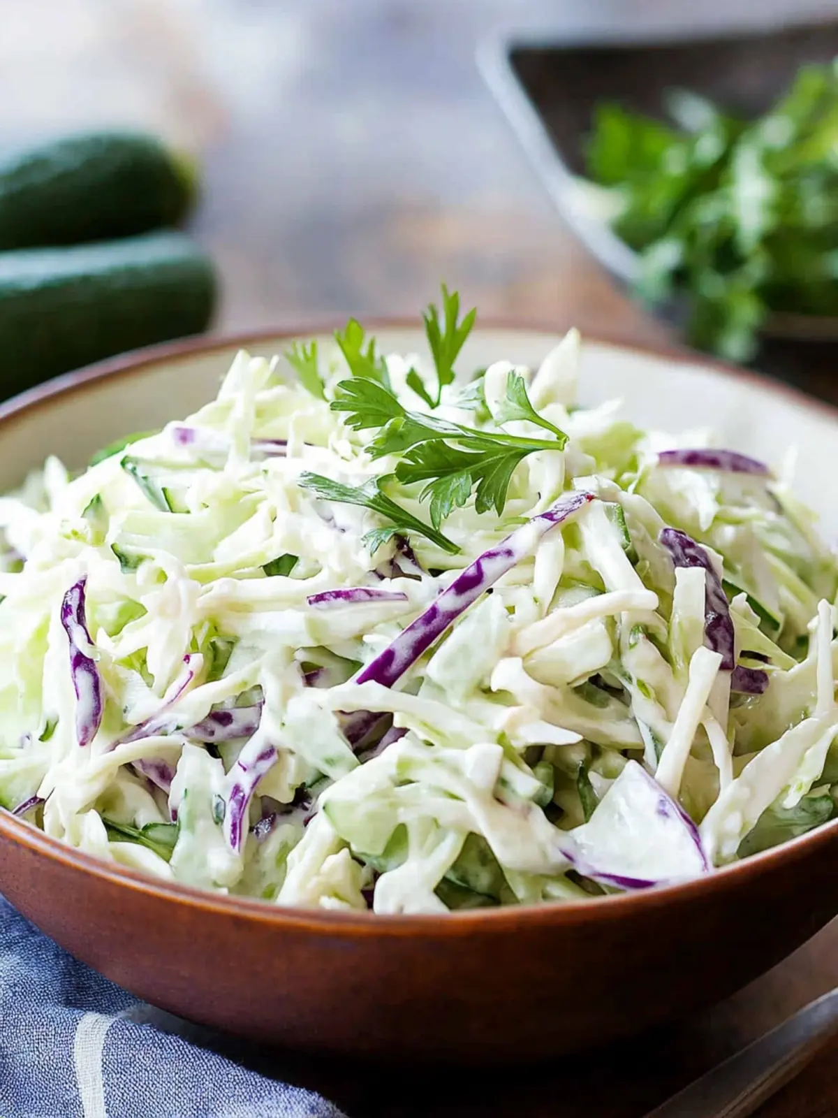 Crispy Creamy Cucumber and Cabbage Cole Slaw Recipe to Wow! 2 Creamy Cucumber and Cabbage Cole Slaw