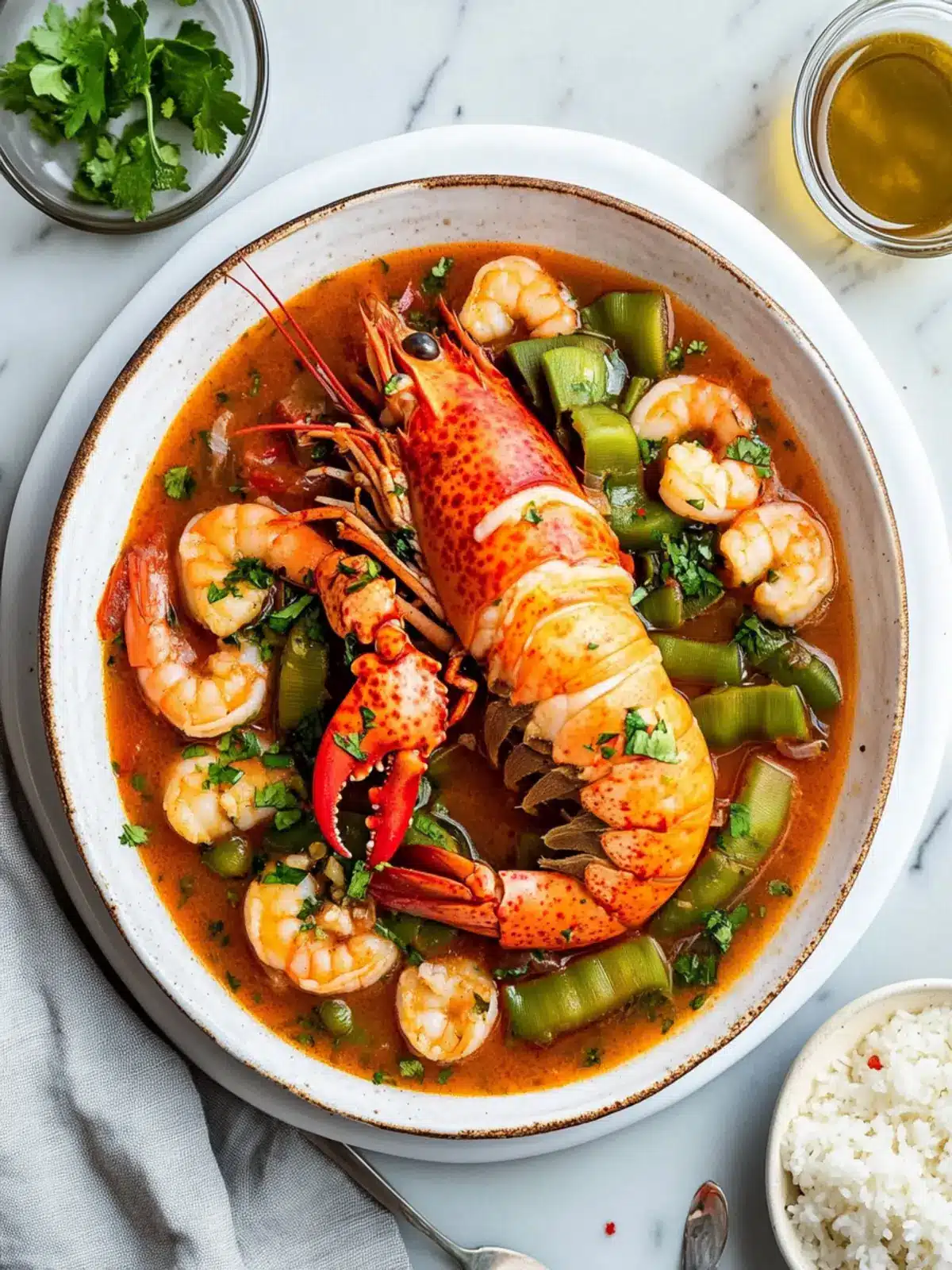 Savory Okra Stew with Prawn and Lobster Delight 4 Okra Stew with Prawn and Lobster