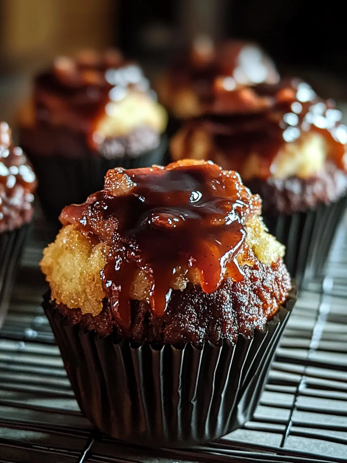 Savory Smoky Bourbon BBQ Meatloaf Cupcakes Wrapped in Bacon 5 Smoky Bourbon BBQ Meatloaf Cupcakes Wrapped in Crispy Bacon