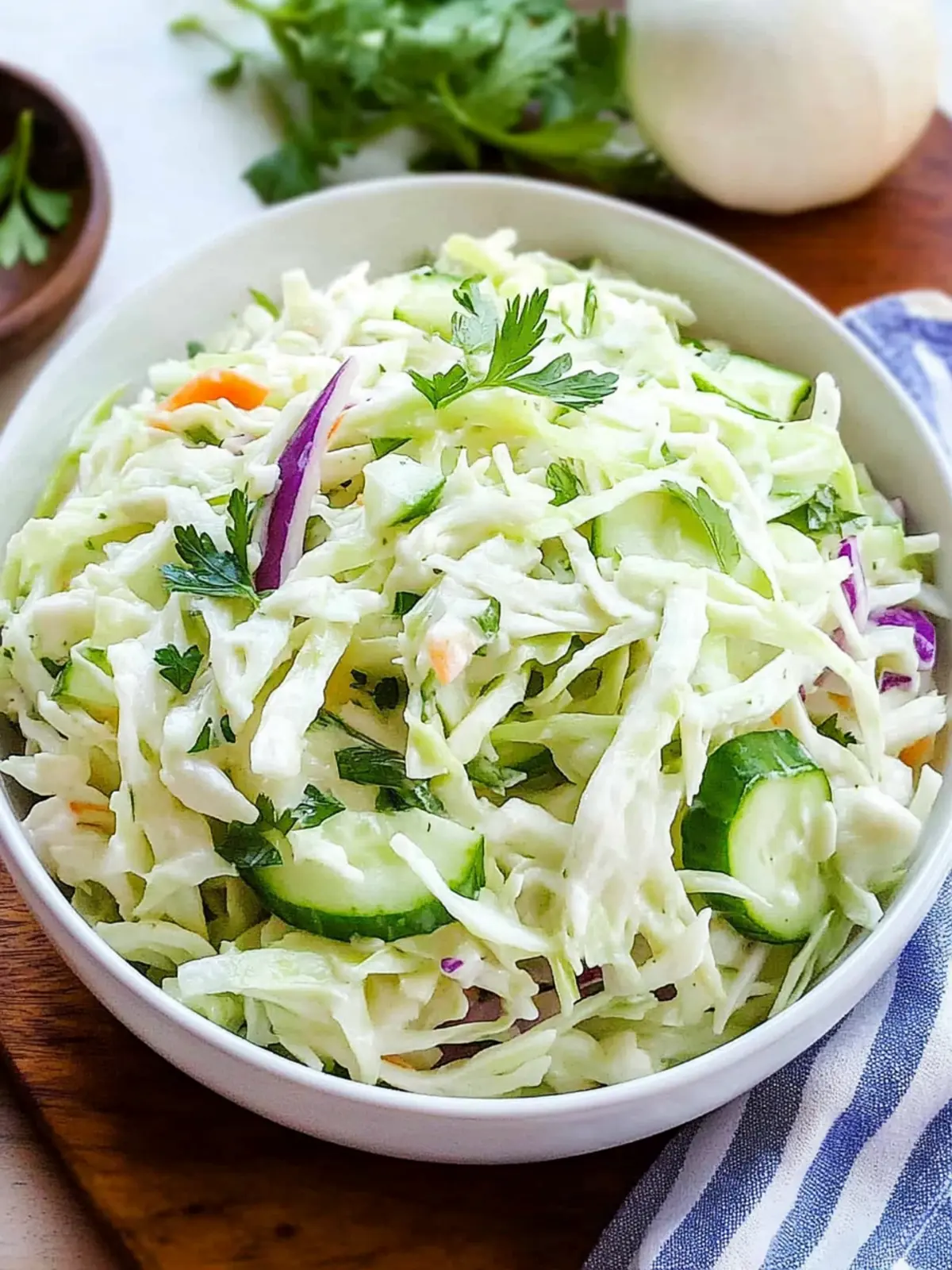 Crispy Creamy Cucumber and Cabbage Cole Slaw Recipe to Wow! 4 Creamy Cucumber and Cabbage Cole Slaw