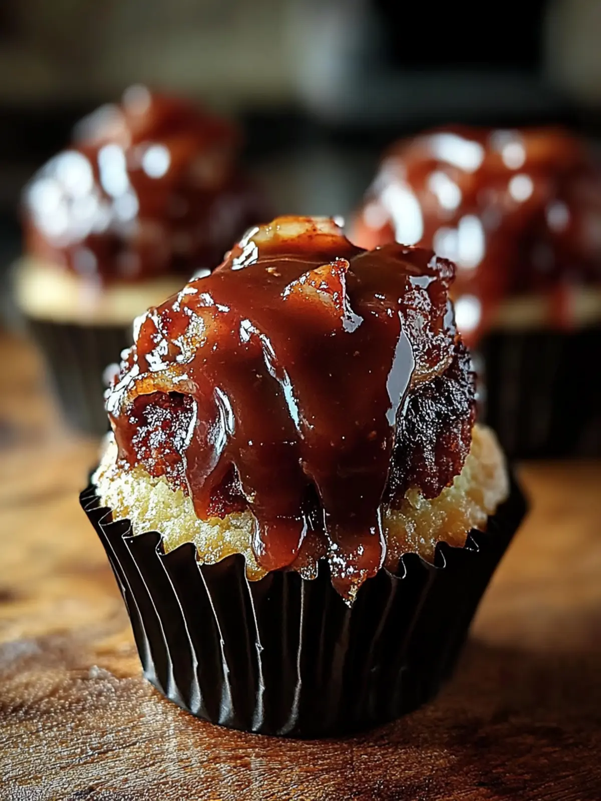 Savory Smoky Bourbon BBQ Meatloaf Cupcakes Wrapped in Bacon 3 Smoky Bourbon BBQ Meatloaf Cupcakes Wrapped in Crispy Bacon