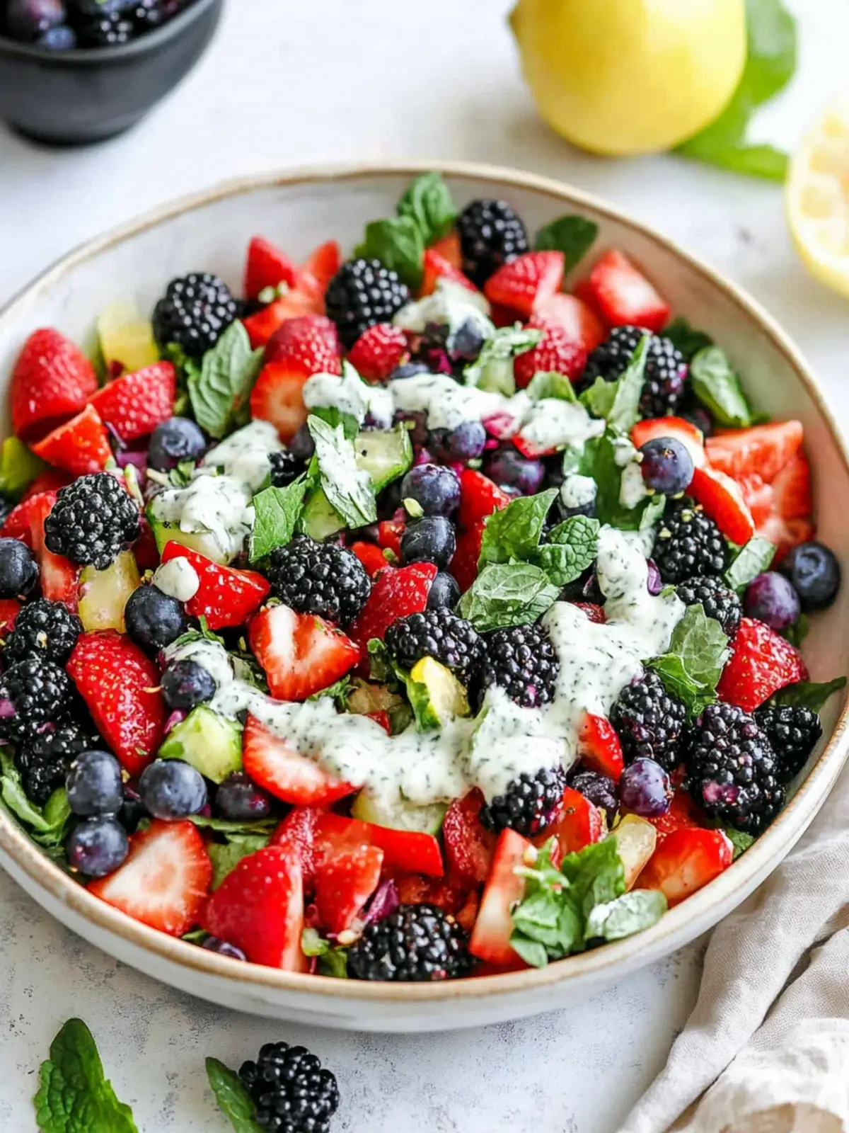 Delicious Berry Salad with Creamy Lemon Herb Dressing Bliss 4 Berry Salad with Creamy Lemon Herb Dressing