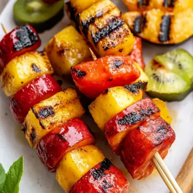 Delicious Grilled Fruit Kabobs with Sweet & Spicy Glaze 9 Grilled Fruit Kabobs with Sweet & Spicy Glaze