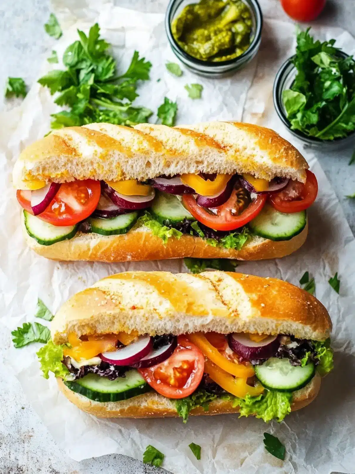 Delicious Veggie Subs with Creamy Avocado and Cheese Delight 5 Veggie Subs