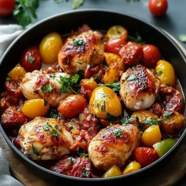 One-Pan Capsicum Tomato and Chicken with Chorizo Bliss 10 Capsicum Tomato and Chicken with Chorizo