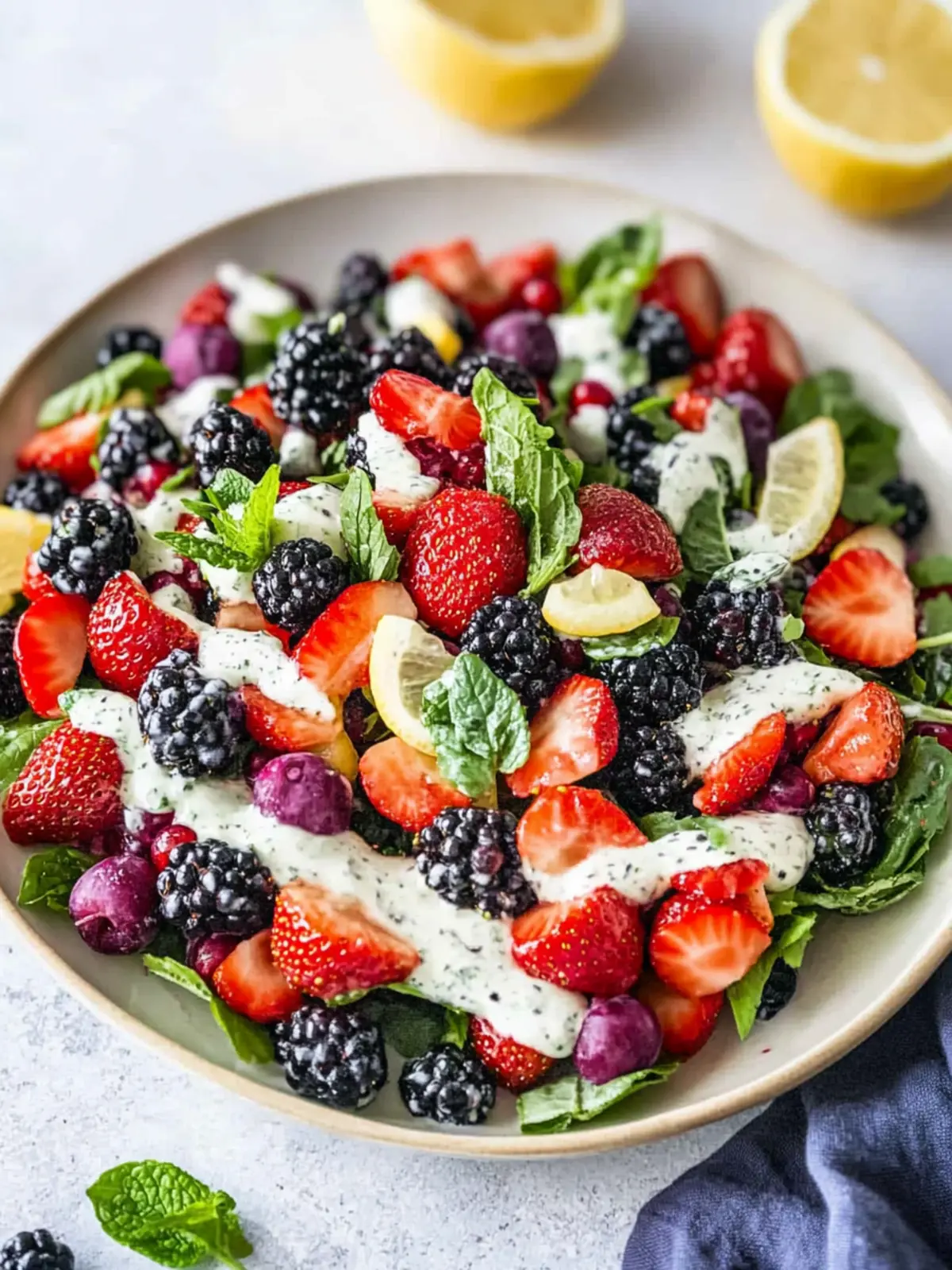 Delicious Berry Salad with Creamy Lemon Herb Dressing Bliss 3 Berry Salad with Creamy Lemon Herb Dressing