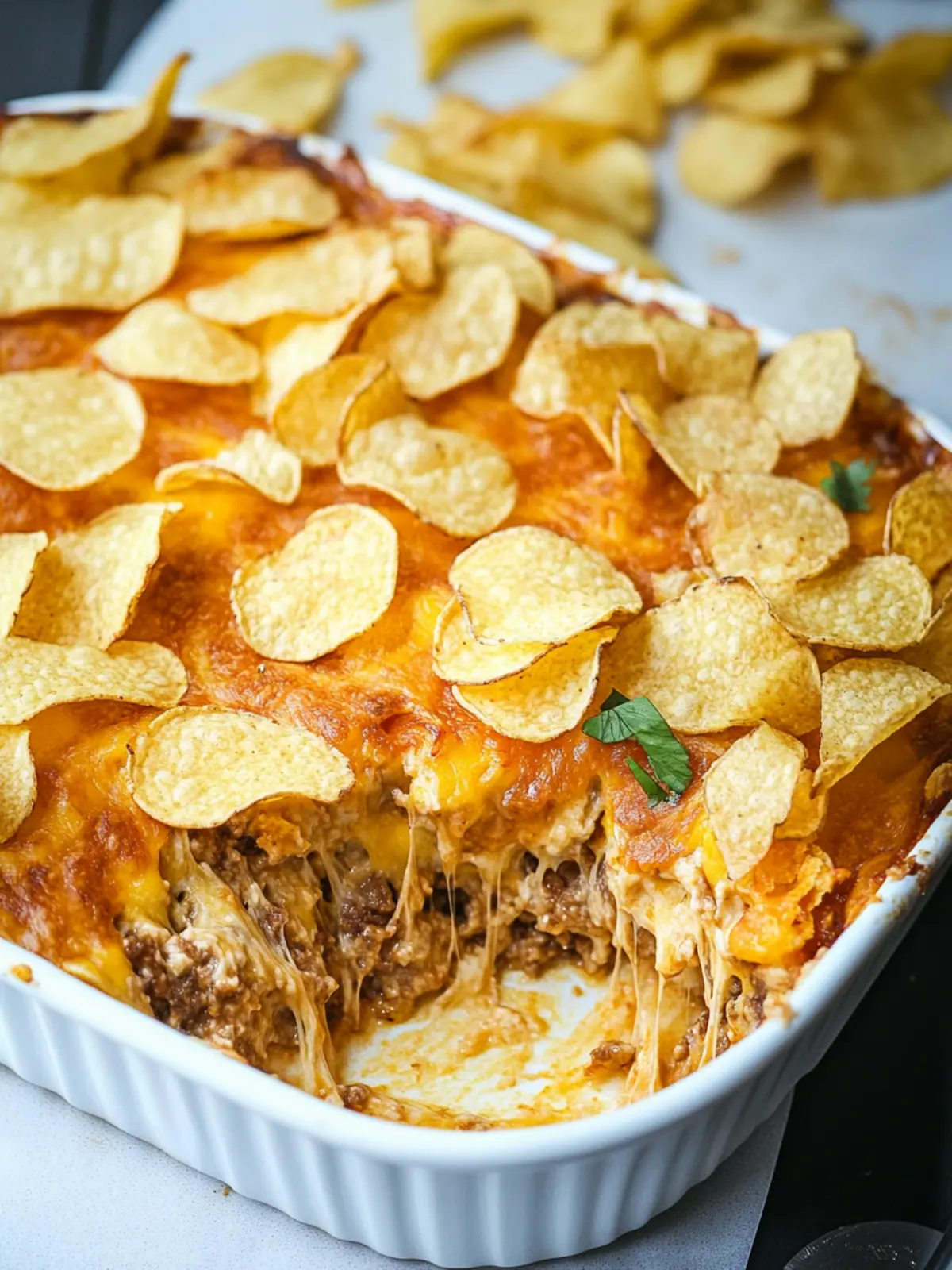 Cheeseburger Casserole with Potato Chips: Easy Family Favorite 3 Cheeseburger Casserole with Potato Chips