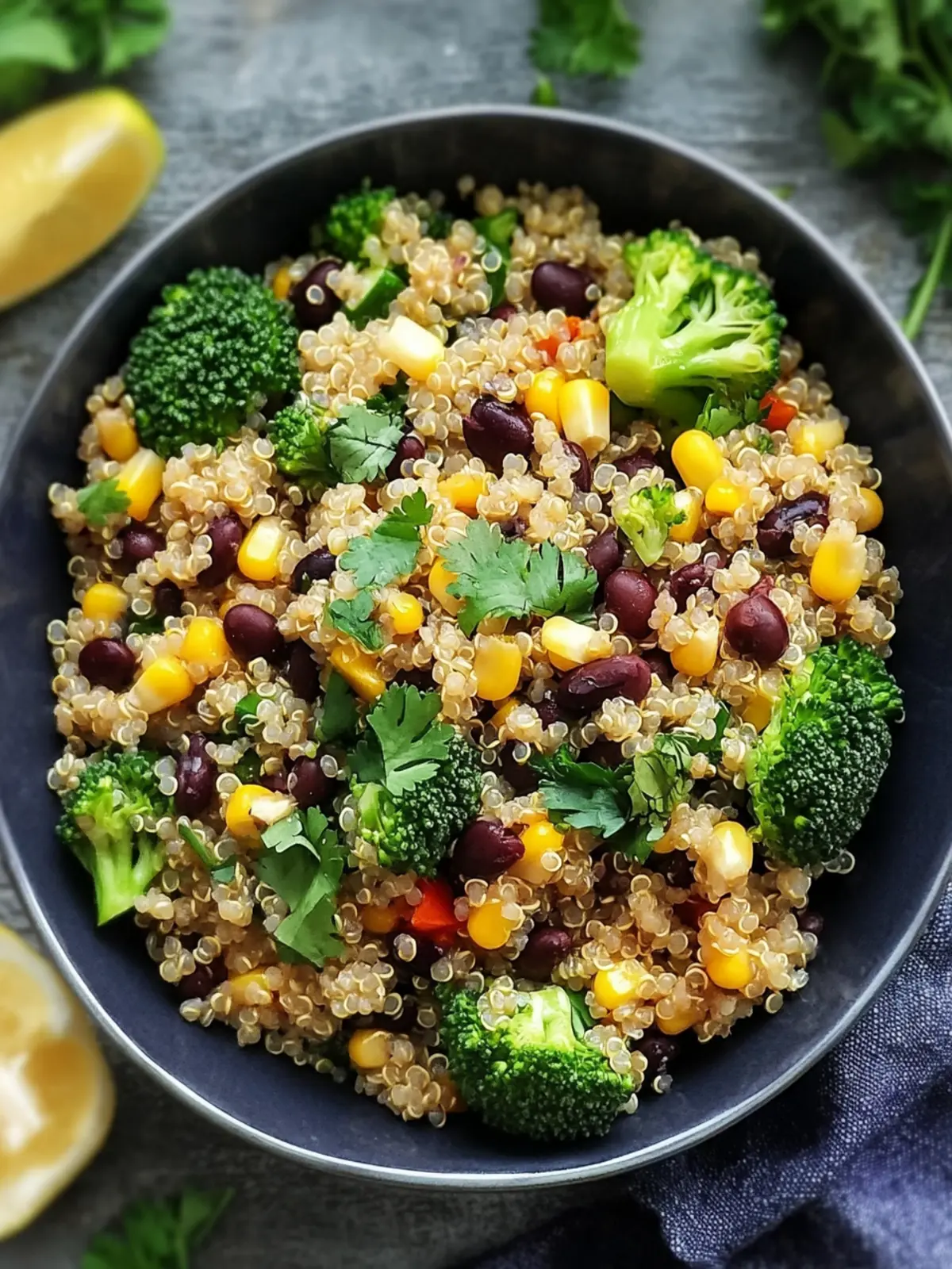 Savor This Quinoa Pilaf with Broccoli, Black Beans & Herbs 2 Quinoa Pilaf with Broccoli, Black Beans, Corn & Herbs