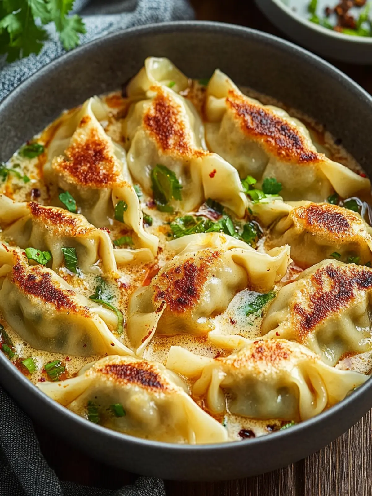 Savory Baked Potstickers with Thai Curry Sauce Delight 2 Baked Potstickers with Thai Curry Sauce