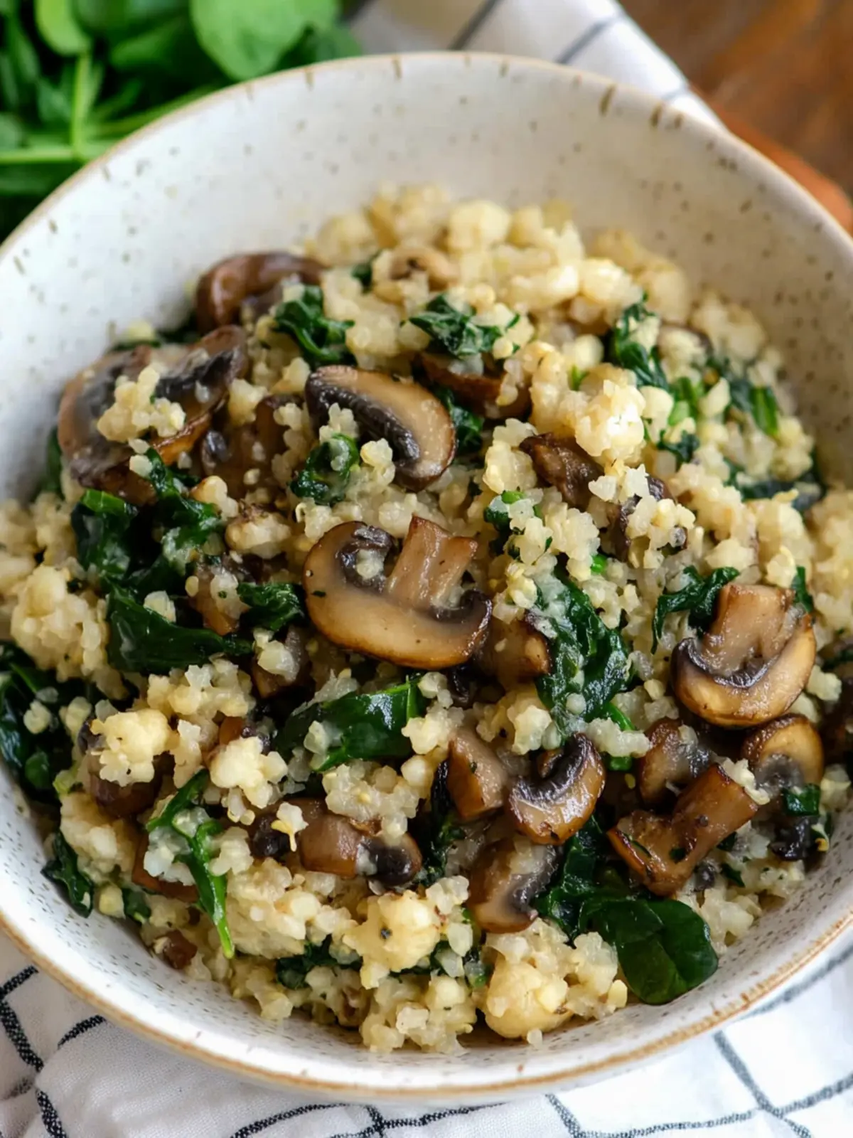 Savory Mushroom & Spinach Cauliflower Rice Made Easy 3 Mushroom & Spinach Cauliflower Rice